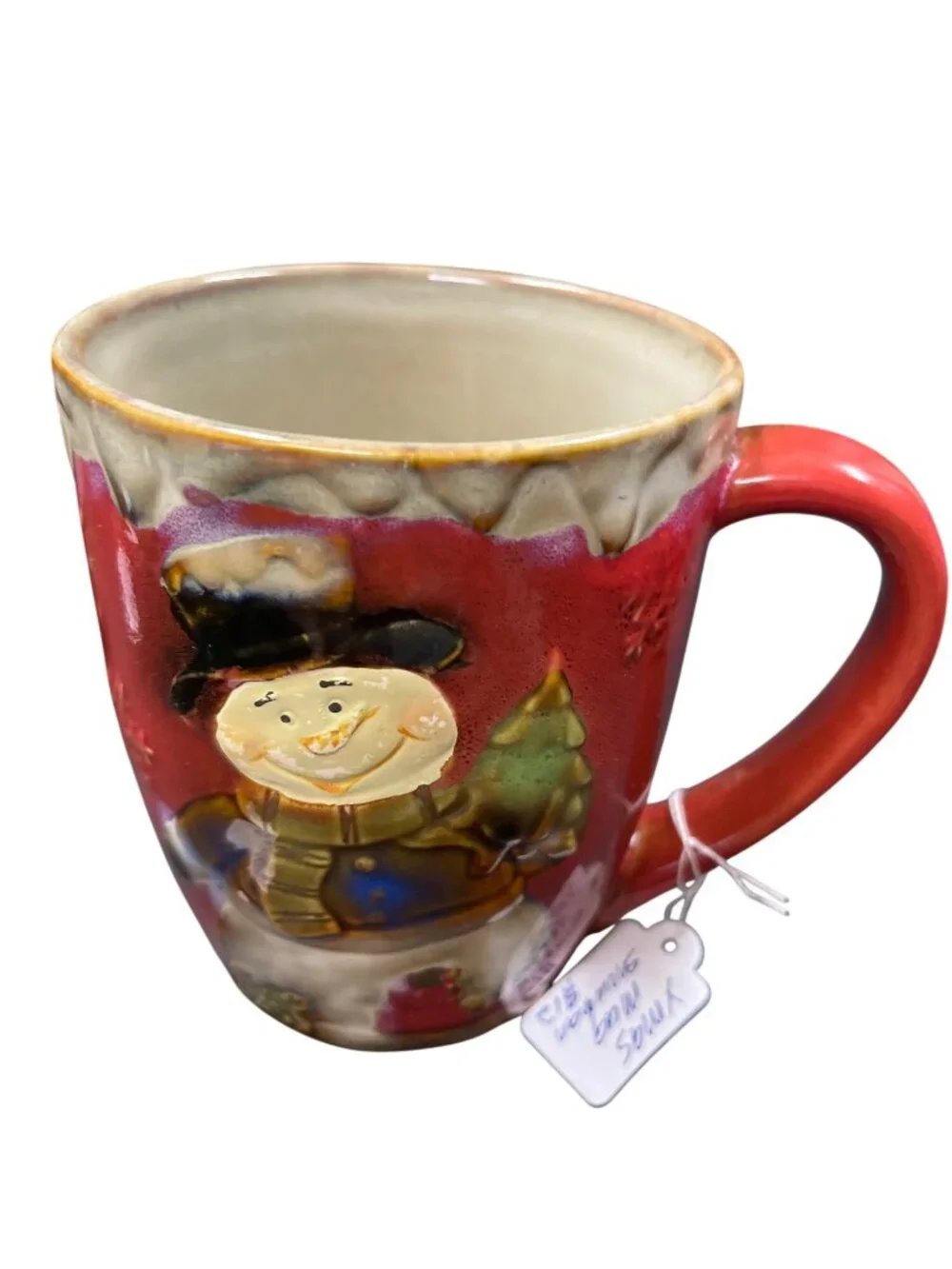 Christmas theme set of 4 large ceramic glazed cups mugs SKU 10-585